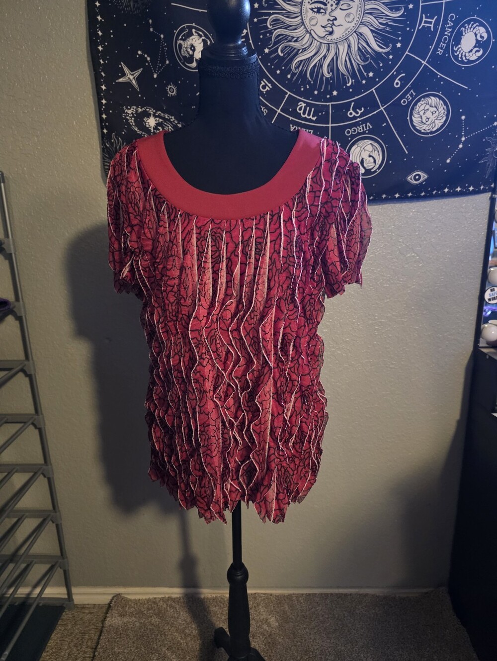 Notations Fuchsia Pink Textured Short-Sleeve Blouse
